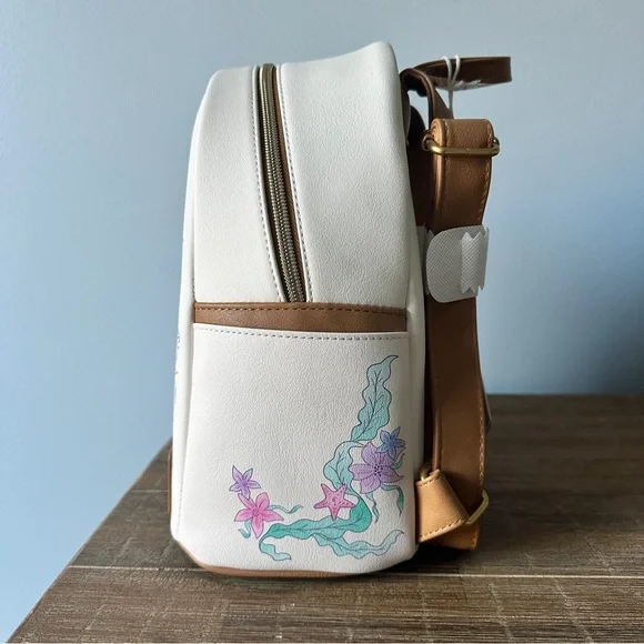 Loungefly Disney The Little Mermaid Ariel Portrait Floral Mini Backpack New - Picture 2 of 8